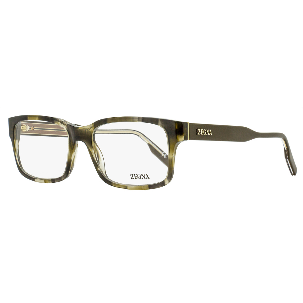 Zegna Soft Rectangular Eyeglasses EZ5254 098 Green Havana 54mm